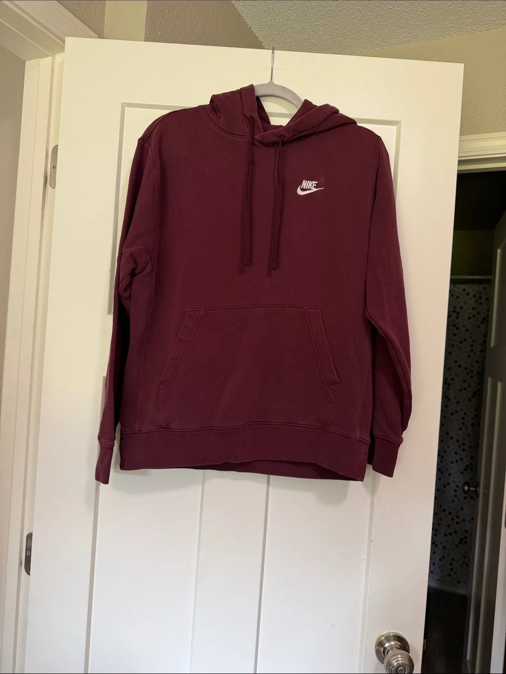 Nike women’s Burgundy Crewneck Hoodie with White Logo